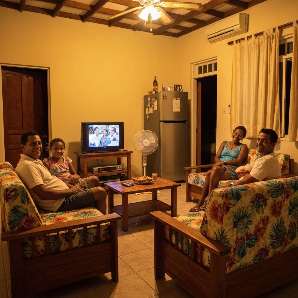 Familia cubana feliz con energia solar